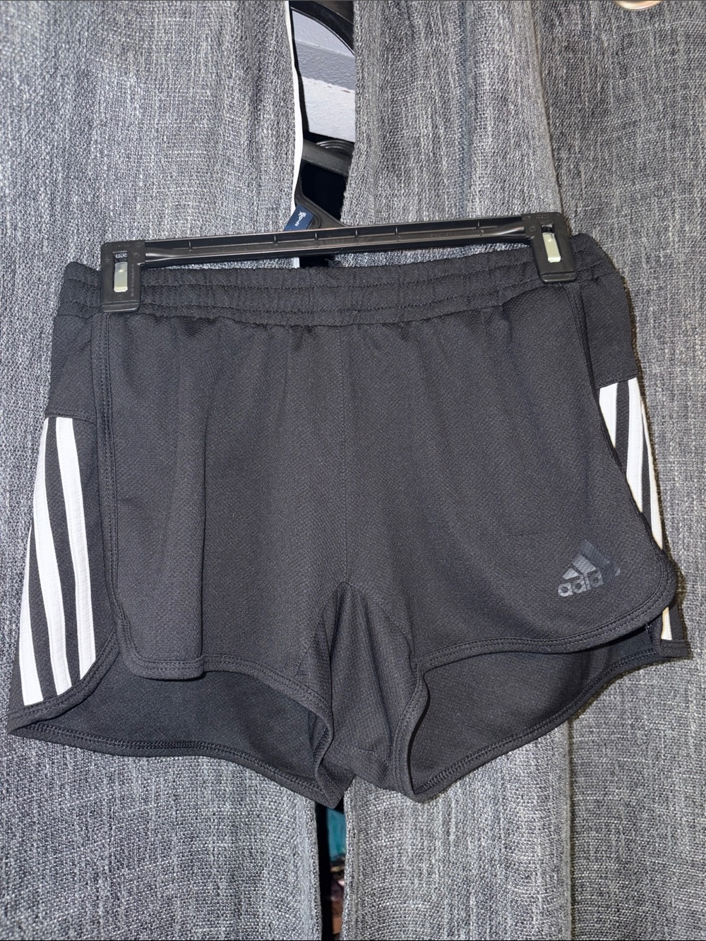 adidas Black Athletic Shorts with White Side Stripes